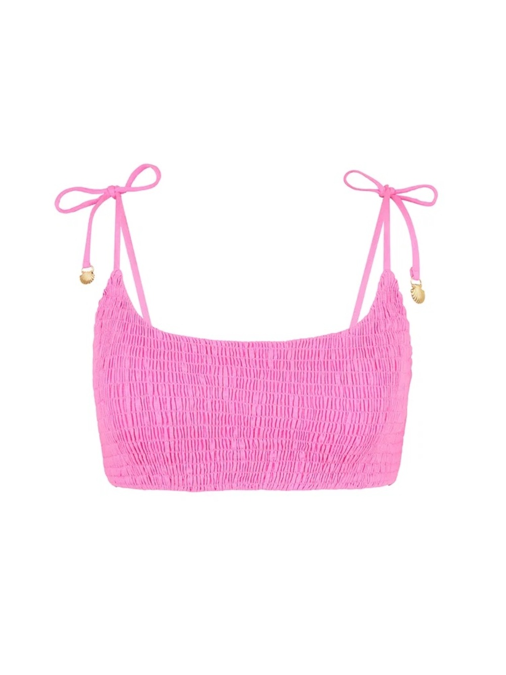Kulani Kinis Simple Shirred Tie Crop - Island Rose